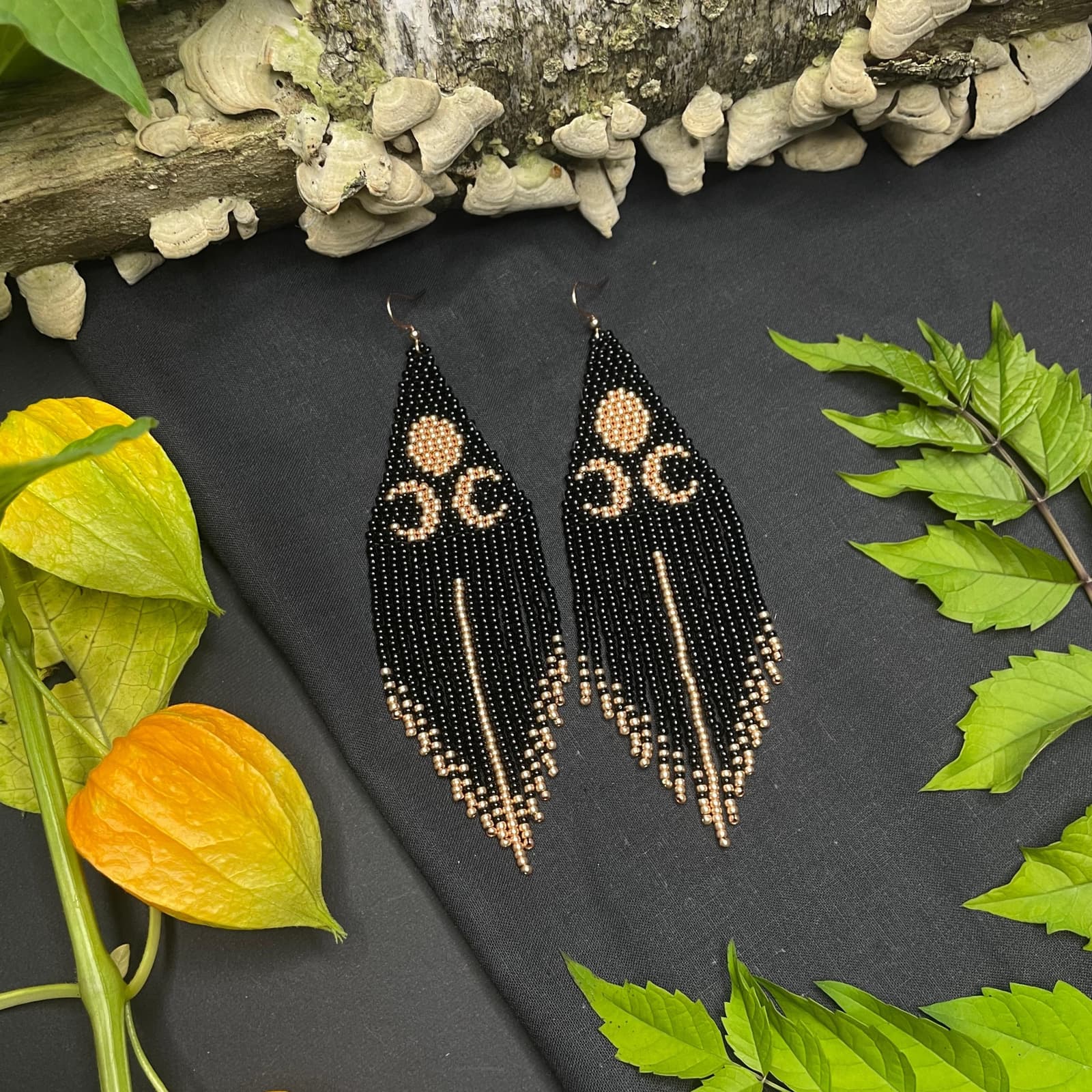 The moon fringe earrings worn